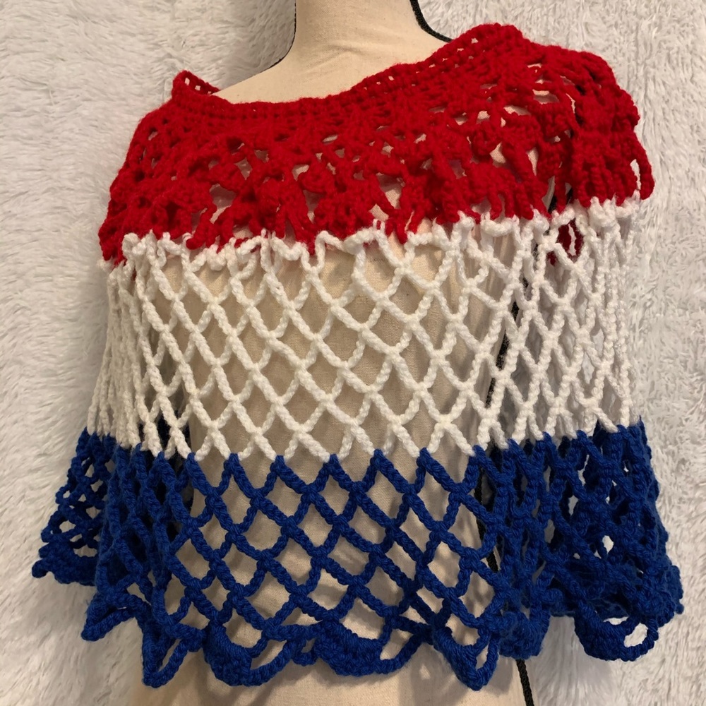 🆕 Handmade Crotchet Poncho Top Homemade